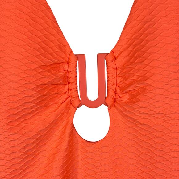 Sea Level Swim SZ 10 Honeycomb U-Bar Halter Swimsuit One-Piece Padded Cups Coral - Picture 2 of 7
